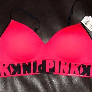 Pink red & black wireless bra